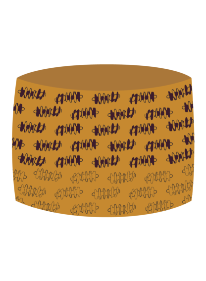 Schlauchtuch bedruckt mit Pastaprint in Senfgelb aus Biobaumwolle