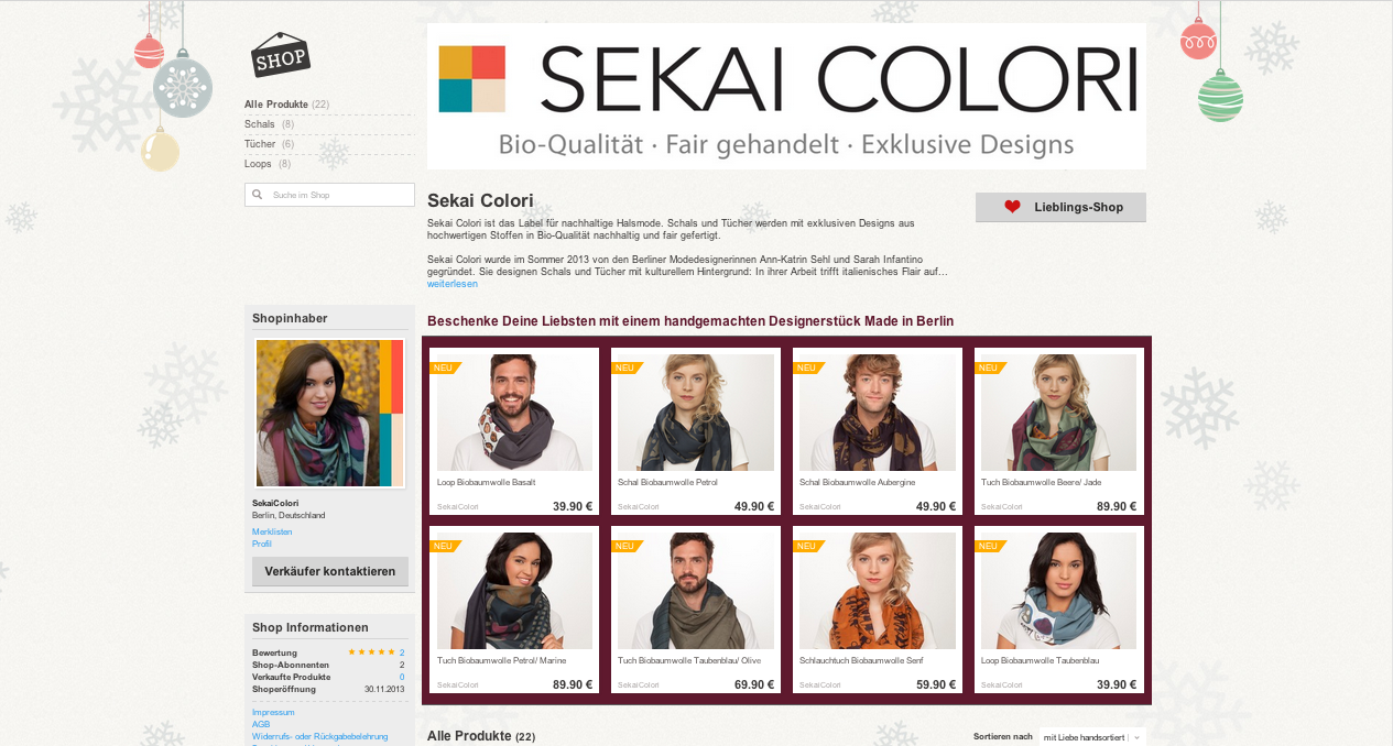 Sekai Colori Schals und Tücher jetzt auch auf DaWanda zu kaufen